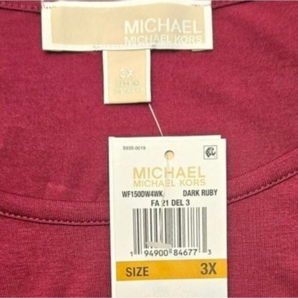 MICHAEL MICHAEL KORS Plus Size ruby red open knit lined longsleeve top 3X - Picture 10 of 13